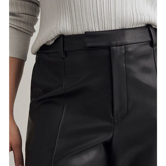 Madewell x Aimee Song Slim Tapered Pants in Faux Leather Black 14 - Picture 4 of 5